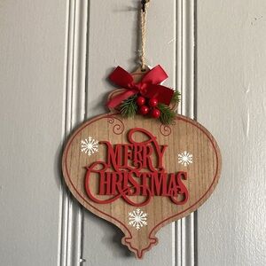 NWT- Merry Christmas Wooden Ornament Shaped Decoration Sign